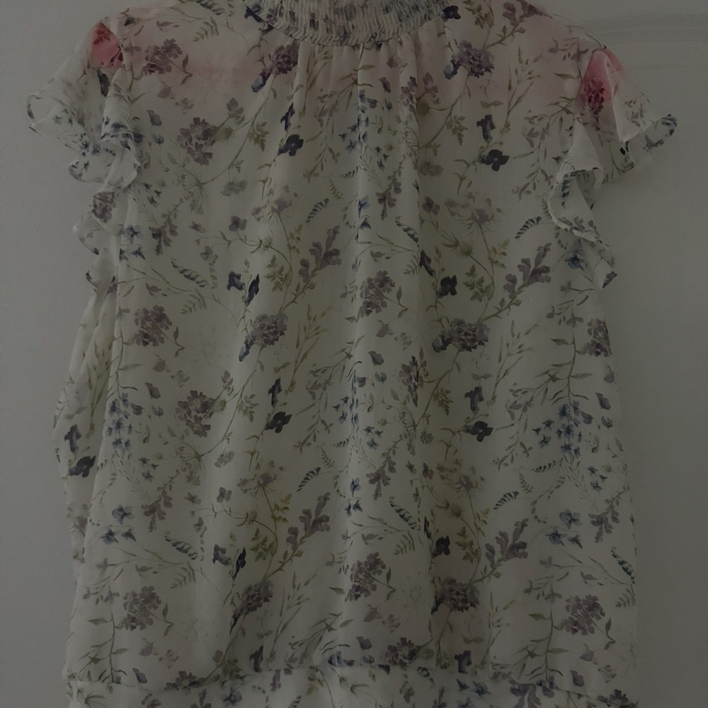 Express Pink Ruffled Cap Sleeve Blouse
